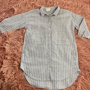 Hayden Girls Denim Striped Button Down Top